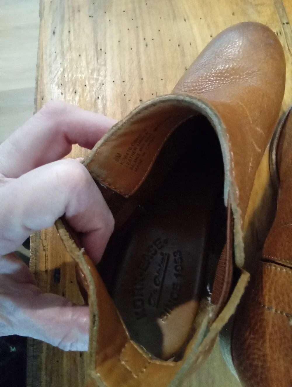 Kork-Ease Velma Leather Bootie Sz 8. Didn't See Side Was Busting Until I Photo